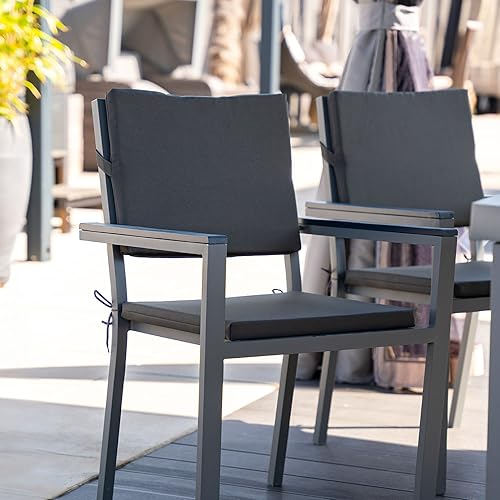 Home Deluxe - 1x Sitzkissen für Gartenstuhl Madera - Farbe: Anthrazit, Material Bezug: 100% Polyester, Material Kern: Komfortschaum I Campingstuhl Balkonstuhl Terrassenstuhl