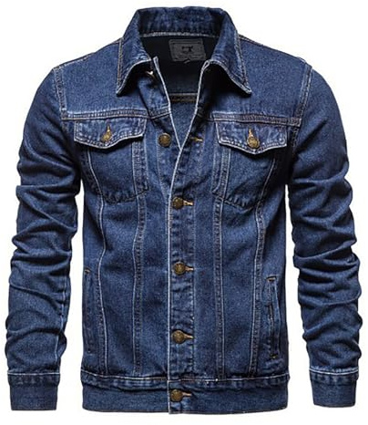 Chaqueta Estilo de hombre Ropa de abrigo Manga larga Ropa casual Ajuste holgado Ligero Al aire libre Top con botones Abrigo de mezclilla Chaquetas de mezclilla vaquera lavadas vintage clásicas Tallas