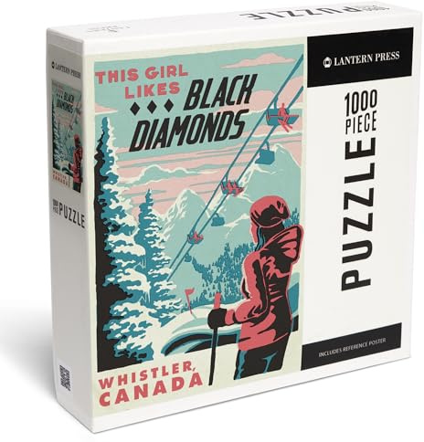 Lantern Press 1000 Piece Jigsaw Puzzle, Whistler, Canada, Ski Black Diamond