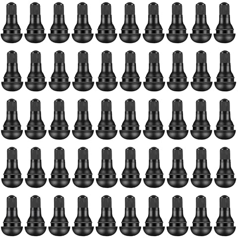 HUAZIZ 50 pièces Valve de Pneu, Voiture Pneu Tubeless Valve Bouchon TR412, Valves Tubeless pour Pneus de Voiture, TR412 Valves en Caoutchouc de Voiture à Encliqueter, Noir