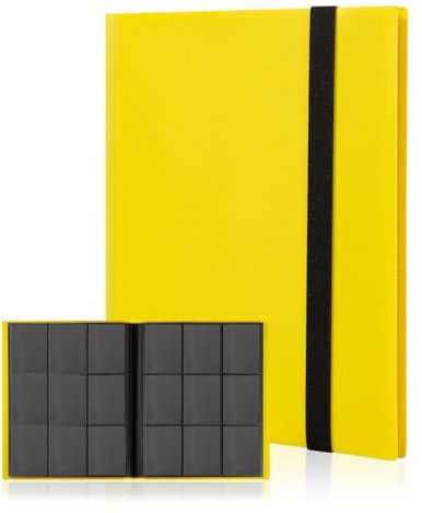 efunkdog Sammelkarten Album, 9 Pocket Sammelalbum 20 Seiten 360 Karten Kapazität, Sammelalbum für Karten (Gelb)