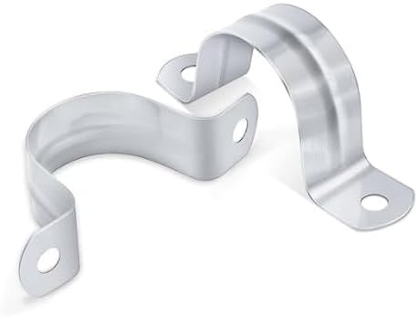 20pcs M42 abrazaderas para tubos de acero inoxidable 304 tipo U, abrazaderas para tubos en forma de U de dos orificios de 42 mm para sujetar tuberías de gas, tuberías de agua y cables