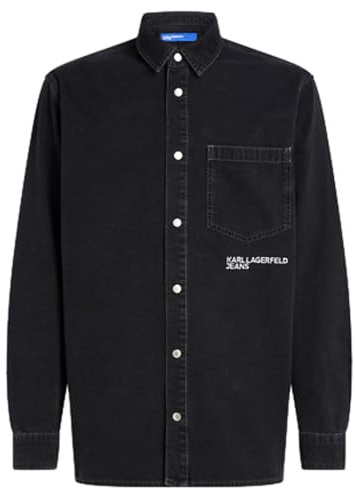 Karl Lagerfeld Jeans, Herr, Vanlig Jeansskjorta, Vanlig Fit, Svart, XS