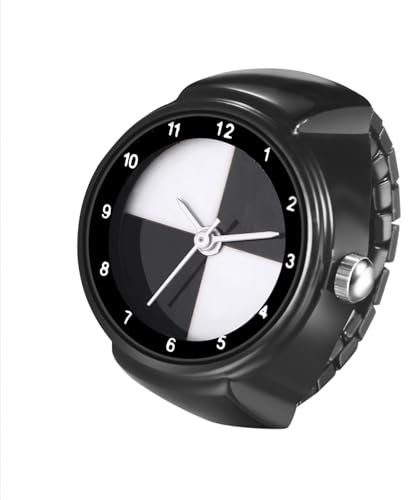 OIDEA Damen Ringuhr elastischer Band: Schwarz Retro Damenuhr Analog Quarz mit Arabischer Zifferblatt Geschenk für Frauen Freundin