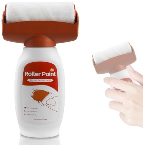 Pintura para retoques de pared, color blanco, 500 g, rodillo de reparación de pared, rodillo 2 en 1, color blanco, con pasta de reparación de pared, rodillo de reparación de pared, color para cocina