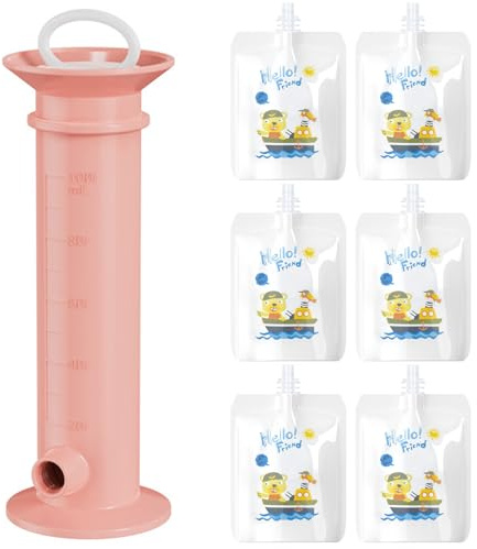 Fabricante de bolsas de bebé, fabricante de bolsas de alimentos para bebés, 7pcs/set seguros con 6 piezas de 150 ml de de comida reutilizables recargables para niños, fácil de limpiar