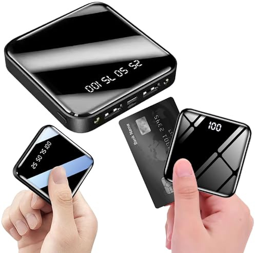 Batterie externe charge rapide 10 000 mAh - Mini Power Bank Portable avec écran LED USB - Batterie externe charge rapide compatible iPhone 17, 16, 15, 14, 13, 12, Samsung Huawei Xiaomi, Noir