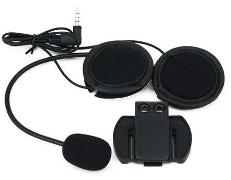Trådbundet headset med mikrofon och högtalare för V6 motorcykelhjälm intercom, 3,5 mm uttag kompatibel med V4-interphone, svart ABS-klämma monteringstillbehör