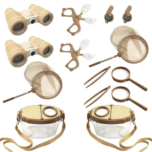 WOOLUCK Insekt jakt spel, barn scouter kit, burkset med förstoringsglas, pincett, observationslåda