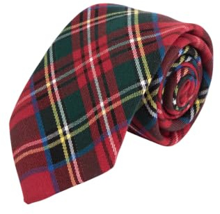 Dobell Mens Traditional Red Tartan Tie