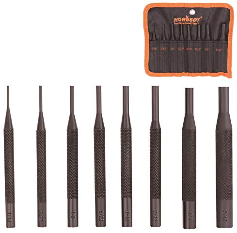 HORUSDY 8 Pieces Pin Punch Set, Kit Removing Repair Tool with Holder for Automotive, Watch Repair,Jewelry and Craft