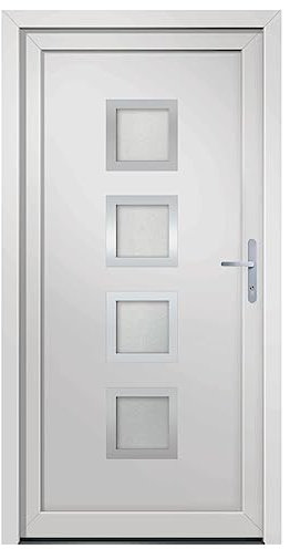vidaXL Porta Ingresso Bianca 98x200 cm in PVC, porta, porta di ingresso, porta d'ingresso in PVC, porta entrata, porta in PVC, porte, porte in PVC