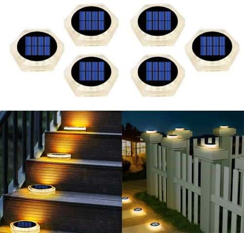 YiLaie Solarlampen für Außen garten,solarleuchten für außen 360° LED Solar Treppe Licht IP68 Wasserdicht mit Auto On/Off Solar Weg Licht, Warmes Weiß 2700K, 6 Stück