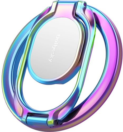 Doflyesky Magnetic Phone Ring Holder with Magsafe, Double Adjustable Gym Finger Ring Grip, Removable Phone Grip, for iPhone, iPad and Smartphones, Compatible with Magnetic Car Mount (Colorful)
