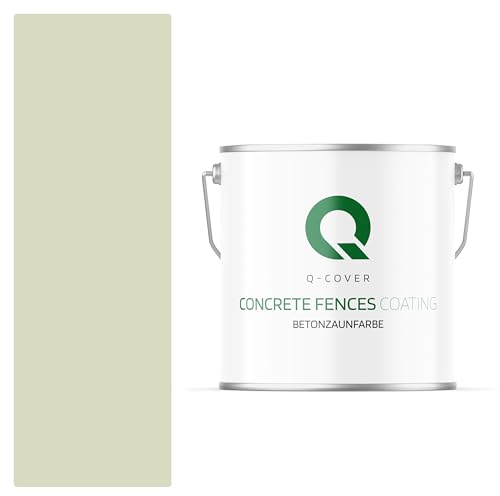 Q-COVER Betonzaunfarbe | 5L | Weiß-Grün | Silikon Farbe | Außen | Betonfarbe | Hydrophobe Farbe | Acrylat Dispersion | Betonzäune | Betonelemente