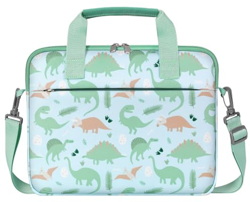 Dadanism Housse de Tablette pour Enfants 10-12,5, Sac Portable pour Tablette avec Poignée et Bandoulière Compatible avec Fire HD 10 Kids/Fire HD 10 Kids Pro 13e/11e Gén 2023/2021, Dinosaure Vert
