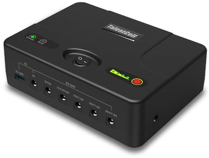 TalentCell Mini USV, Unterbrechungsfreie Stromversorgung, DC 24/19/15/12/9/5V Lithium-Ionen-Akku, wiederaufladbar, 97.68 Wh, für Modem, Router, LED-Leuchtstreifen, CCTV-Kameras