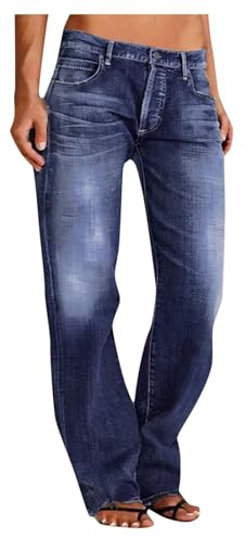 Generico Jeans Donna Estivi Push Up Larghi Vita Bassa Gamba Larga Elasticizzati Curvy Con Elastico in Vita Vestiti Estivi