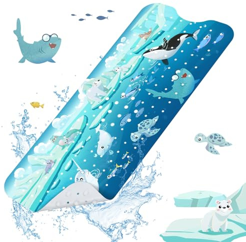 SHUCHING Tappetino Vasca Antiscivolo Bambini Animali Polari, Tappeto Doccia Antiscivolo Bambini 100x40cm, Tappetino Bagno Resistente alla Muffa e Lavabile in Lavatrice