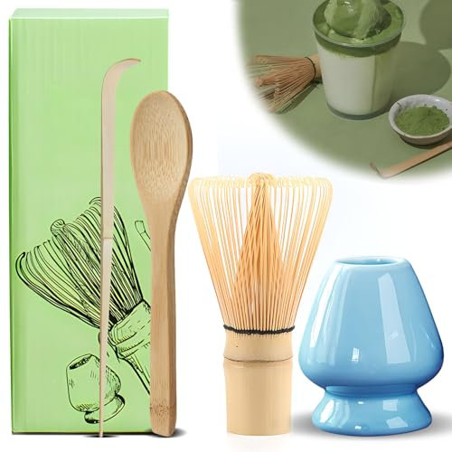 Frusta al Matcha,4 pezzi Matcha Kit,Frusta di bambù per il tè Matcha,per la preparazione tradizionale del tè matcha