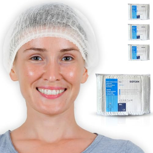 SANTEX 300 Haarnetz Küche - Hair Bonnet - SEHR KOMFORTABEL - Kopfhauben Einweg - Kochmütze - Surgical Cap PROFESSIONELL - Einwegkappen - Einmal Haarnetz - Cover Hair - Kopfnetz - Koch Haube