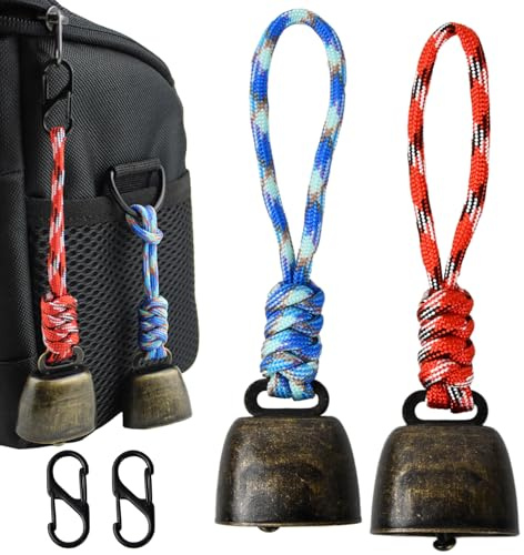 Husalsea Set di 2 Campanelli Anti Orso, Campanella a Mano in Metallo, Campanaccio Vintage per Mucca, Fischietto per Cani, Allarme di Sicurezza, Decorazione Elegante e Accessorio Multifunzione