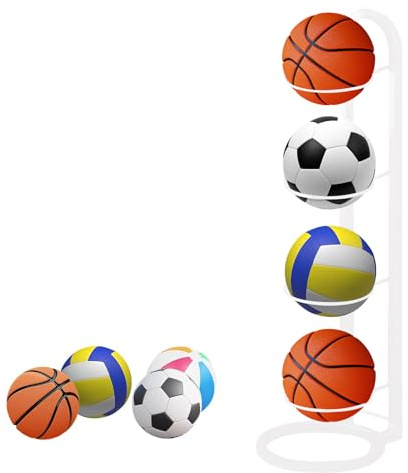 NUWIQ Soporte para pelotas de baloncesto, fútbol, voleibol (blanco, 4 capas)