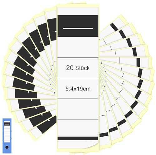 NISENTIA Ordnerrücken Selbstklebend, 50 Stück 54x190mm Ordner Rückenschilder Etiketten Selbstklebend A4, Ordneretiketten Selbstklebend Bedruckbar kurz/breit, Blickdicht Aktenordner Aufkleber weiß