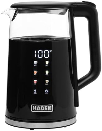 Haden Touch Screen Electric Kettle, 1.7L, Digital Temperature Control, Double-Walled, Keep Warm Function, Black