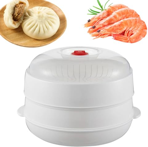 Per Microonde Con Coperchio e Vassoio - Vaporiera Per Alimenti Per Microonde | Utensile da Cucina per Pasta Gnocchi Carne Verdure Pannocchie