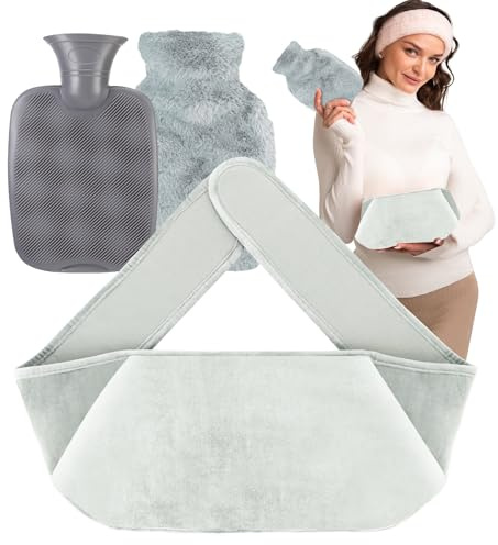 Borsa Acqua Calda Borsa Dell'acqua Calda 3 In 1 Cintura Della Borsa Dell'acqua Calda Borsa Acqua Calda Cintura con Coperchio Morbido Peluche Scaldamani per Alleviare I Dolori Muscolari, Mestruali e Ar