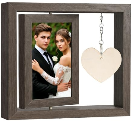 Aolso Picture Frame, 4 * 6 Inch Personalized Picture Frames, Wood Rotating Floating Photo Frame,DIY Gifts for Families, Friend, Pets