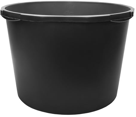 Garronda Gaveta de Obra Redondo 90 L – Cubeta Plástica Resistente para Mortero y Mezclar Cemento, Depósito, Contenedor Multiusos Barreño para Construcción, Hogar y Jardín GD-0170 Negro