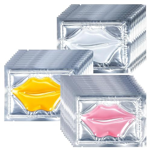 30 PCS Collagen Crystal Lip Masks, Lip Mask, Deeply Hydrating, Moisturizing, Includes 3 Types of Hydrating Gel Masks, Provide Long-Lasting Nourishment