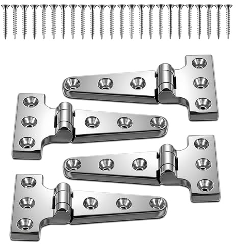 4 bisagras en T de acero inoxidable, 100 x 54 mm, para cargas pesadas con tornillos, 316 bisagras de puerta de alto rendimiento, bisagra gruesa tipo T para barcos, yates, armarios, puertas, cobertizos
