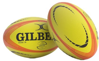 Gilbert Rugby ORION Match Rugby Ball - Flourecent Yellow and Orange - Size 5