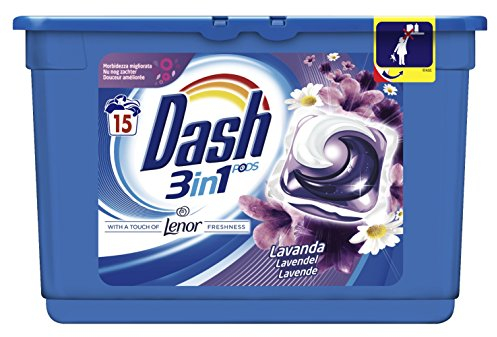 Dash Pods 3 in 1 Detersivo in Monodosi Lavanda, 2 x 15 Lavaggi, Rimozione delle Macchie ed Alto Potere Pulente
