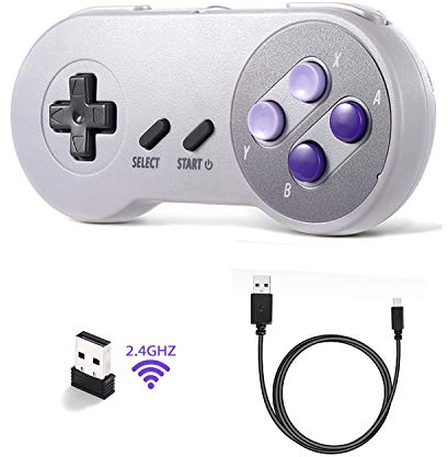 suily 2.4G Wireless USB Controller Wiederaufladbarer SNES Gamepad Joypad mit Ladekabel für Windows PC Mac Raspberry Pi System