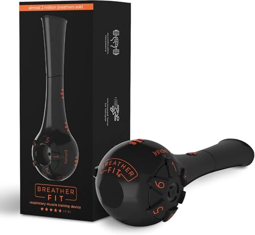 The Breather Fit - Lung Trainer for Athletes - Portable Breathing Exercise Device for Lungs - Respiratory Muscle Strengthener - Lung Exerciser Device - Breath Trainer - Coaching App Included