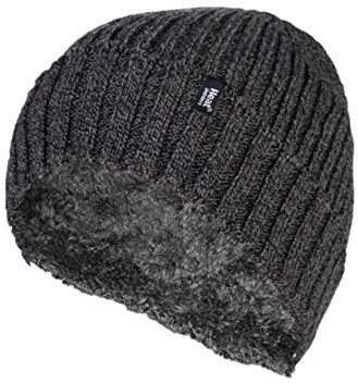 HEAT HOLDERS Mens Genuine Heatweaver Hats - (Charcoal - Turn Over Rib)