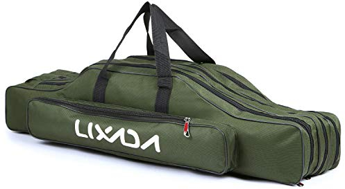 Lixada 3 Schicht Portable Folding Angelrute Tasche Angelrute Werkzeuge Aufbewahrungstasche Angelausrüstung Angelgerät Tasche,Rutentasche Rod Case für Angelruten,90/120/150 cm(optional)