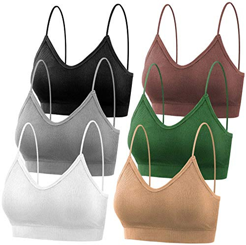 PAXCOO Bras for Women Pack of 6, Padded Bralettes, Sports Bras, M-L