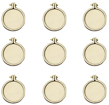 FSSTUD 20 PCS Round Mini Wooden Embroidery Stretch Circle Cross Stitch Hoop Fixed Frame for DIY Pendant Crafts