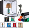 ZKEEZM Photo Studio Light Box 60x60cm Portable Foldable Photography Light Tent with Adjustable Brightness, Dimmable Photo Booth Shooting with 3000-6500K Bi-Colour 240LED Lights and 7 Colors Backdrops