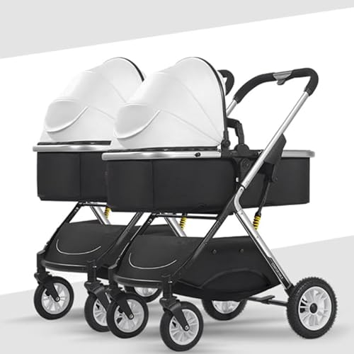Standardkinderwagen Zwillingskinderwagen, zusammenklappbarer Reise-Side-by-Side-Kinderwagen, abnehmbarer Doppel-Kinderwagen, kompakter Kleinkind-Kinderwagen, individuell verstellbares Verdeck