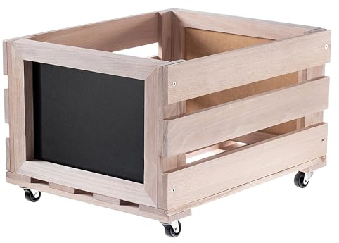 KADAX Contenitore per dischi in vinile in legno, scatola per la raccolta di dischi in vinile con ruote, robusto supporto per dischi, marrone, 36,5 x 45,5 x 28,5 cm, Scatola per dischi in vinile