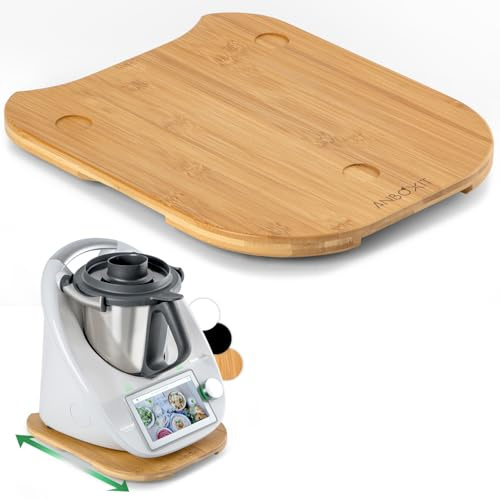 ANBOXIT glidbräda för Thermomix TM6/TM5, bräda för Thermomix med hjul | Lätt glidande bambu rullbräda/glider – bambu