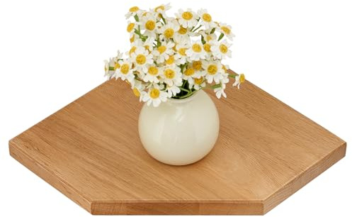 TREOAKWIS Estante de Esquina de Roble, Estantes Flotantes Estantería Esquina de Madera Maciza Estante de Pared para Cocina, Dormitorio, Salón (18 cm)
