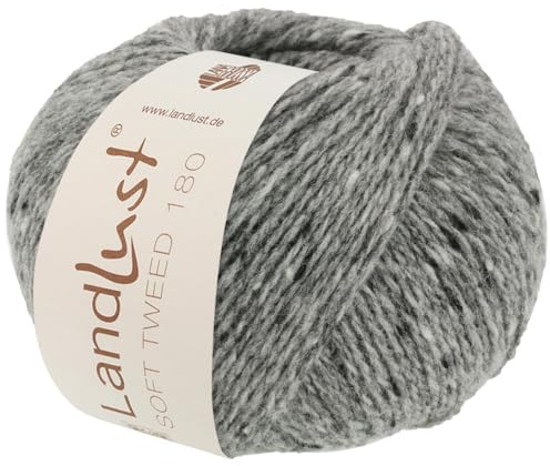 LANA GROSSA Landlust Soft Tweed 180 | Klassiskt tvinnat tweedgarn av ny ull med flerfärgade noppor | garn av 100 % merinoull | 50 g ull för stickning och virkning | 180 m garn FB104