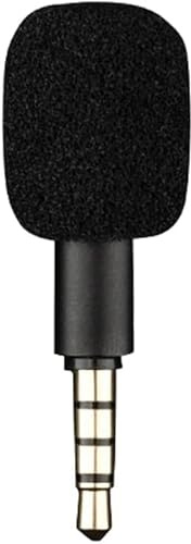 PurYupearl Black 4 Pole Mini Portable Microphone Jack 3.5mm Aux 4 Pole/ 3 Pole Karaoke Mic for Recorder Mobile Phone Smart Phone Computer Laptop Multipurpose Condenser Microphones